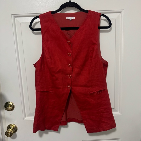Reformation Aspen Linen Top  Red Vest Size 12 - Picture 2 of 11